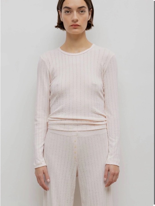 Leset Pointelle Slim Fit Long Sleeve In Petal Melange